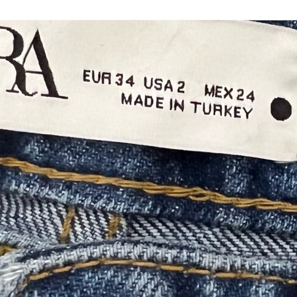 ZARA 90’s High Waist Slim Mom Fit Jeans in Too Long Blue Size 2 - Picture 9 of 10